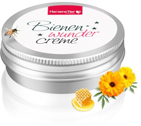 HERZENSTIER Bienenwundercreme Wundcreme für Hunde, Katzen & Pferde - Intensive Pflege für Hautreizungen, Schürfwunden, rissige und raue Haut - Ideal für Pfoten, Nase & empfindliche Hautpartien, 10 ml