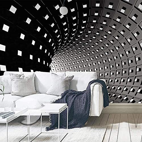 3D Bâtiment Abstrait De L'Espace D'Expansion Noir Et Blanc Papiers Peints Grands Autocollants , Papiers Peints Amovibles | Papier Peint Autocollant 3D Pour Chambre D 400 (largeur) x 280 (hauteur) cm