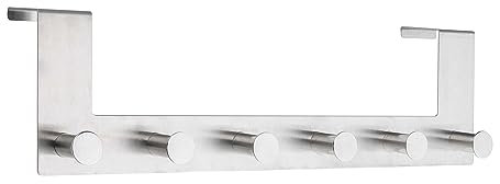 Meinposten Türhaken 6 Haken Hakenleiste Edelstahl silber Hängehaken Garderobe Türgarderobe 39 cm