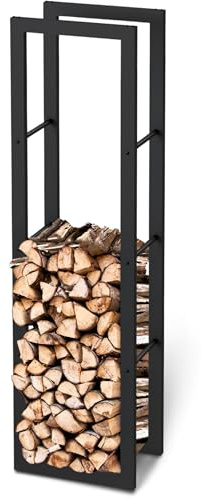 holz4home® Kaminholzregal aus Metall Schwarz I 170x30x45 cm I Brennholzregal inkl. Ofenhandschuh I Feuerholzregal Kaminholzhalter Holzständer Holzhalter Holzlager Feuerholz Brennholz
