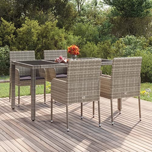 BUKSCYJS StapelstüHle,Hochlehner Gartenstuhl GartenstüHle Mit Kissen 4 STK. Poly Rattan Graugeeignet FüR Wohnzimmer, Schlafzimmer, GäRten, Balkone, Terrassen