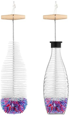 1 Stück Set Flaschenbürste,35cm Flaschenbürste kompatibel mit Sodastream Glasflasche,kratzerfreier Flaschenreiniger Bürste für Glaskaraffe/Sodaflaschen/Babyflaschen/Trinkflaschen
