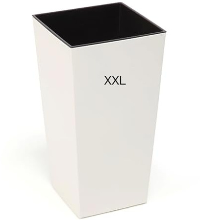 MELTOM Übertopf Blumenkübel Blumentopf Hochglanz mit Einsatz Hoch (Creme, XXL-67cm)