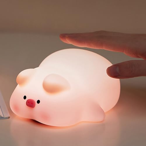 Danolt Schwein Nachtlicht Kinder, Silikon Nachtlicht Dimmbar, Nachtlichter Stilllicht