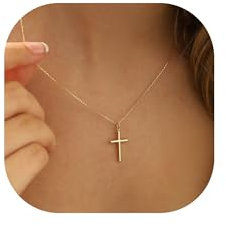 TINGN Gold Kreuz Kette Damen, 14K Vergoldete Gold Kette Halskette Damen Personalisierte Halskette mit Kreuz Anhänger Goldne Schmuck für Frauen Kreuzkette Christentum Geschenke für Frauen Mädchen