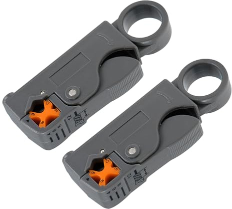 sourcing map Rotary Coax Coaxial Cable Stripper Cutter Tool for RG58/59/62/6/3C2V/4/5C Wire Stripper Network Tool SK-5 Wire Cutters Plier Wire Strippers Cutting Pliers Crimper 2, Gray