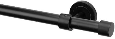 Ventanara® Gardinenstange schwarz matt 19mm 1-läufig mit Endstücken und Halterungen für Wand- und Deckenmontage (Standard, 240 cm / 1-läufig/Wand + Decke)