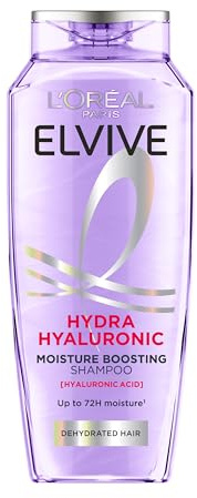 L’Oréal Paris Elvive Hydra Hyaluronic Moisture Boosting Shampoo, with Hyaluronic Acid, for Dry & Dehydrated Hair, Suitable for all hair textures, 400ml