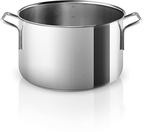 Eva Trio | Stainless Steel Pot 6.5 L 9.4 Inch Perfect for a Large Portion of Soup, Braised Dishes, Cooking a Soup Chicken or Homemade Broth Polished Steel