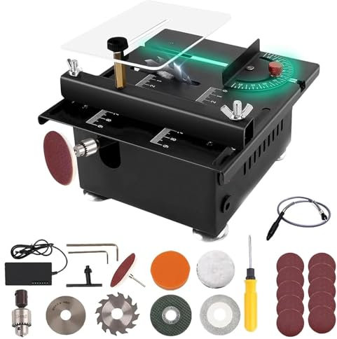GAENZA Mini Sierra De Mesa Multifuncional, Mini Sierra De Mesa para Manualidades, Cortadora De Madera Portátil Ajustable para Escritorio, Máquina De Corte, Lijado, Grabado Y Perforación,A Regular