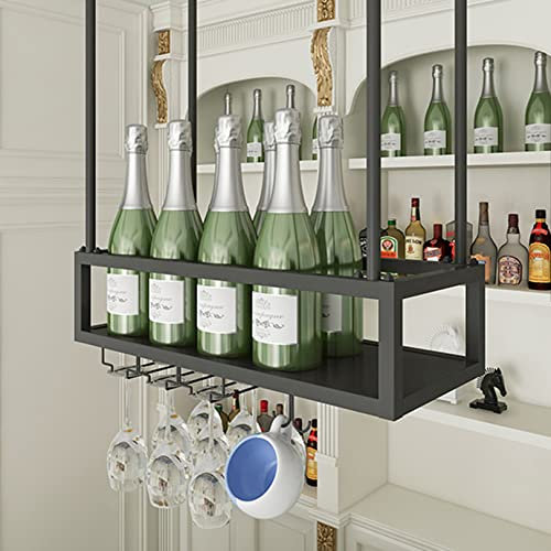 Portabicchieri da soffitto in metallo da appendere per calici da bar, caffetteria, cucina, ristorante, espositore nero
