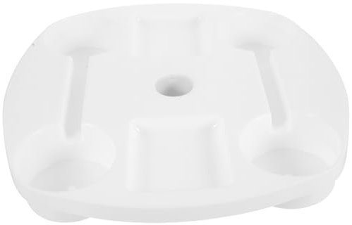 Yardwe Tavolino Da Spiaggia Per Ombrellone Bianco Con Porta Bicchieri e Scomparti Per Snack Leggero e Facile Da Montare Per Piscina e Esterni
