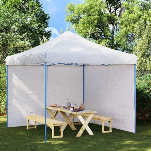 Homgoday Paredes para Carpa de Fiestas con Cremallera 2 uds PE Blanco Pabellón de Jardín Cenador Plegable con Diseño Carpa para Camping y Playa