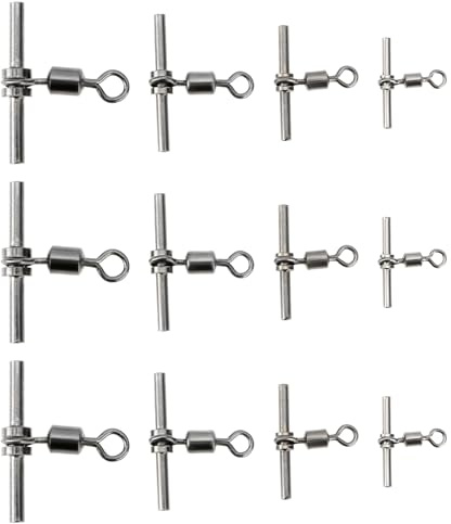LT Easiyl 40 piezas de giros de sujeción de pesca cruzados, 3 vías de latón en forma de T para aventuras de agua dulce de agua salada (tamaño 3#5#7# 10#)