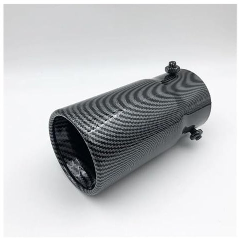 YSQOFDNFD Silenciador Escape Universal 70 Mm Entrada 76 Mm Salida Coche Escape Cola Silenciador Punta Acero Inoxidable Plata Negro Terminales De Escape Tubos Accesorios Auto(Fibra de Carbon)
