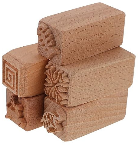 Operitacx 5pcs Wooden Moon Cake Stampers Craft Cake Decorating Tools Easy to Clean Safe for Home Use