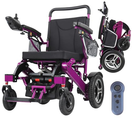 Portable Adult Electric Wheelchair,Intelligent Motorised Chair for Elderly,600W Powerful Motor,High-Performance Battery,Long Range,Aluminium Alloy Frame,120Kg Large Load,Quick Folding (Purple)