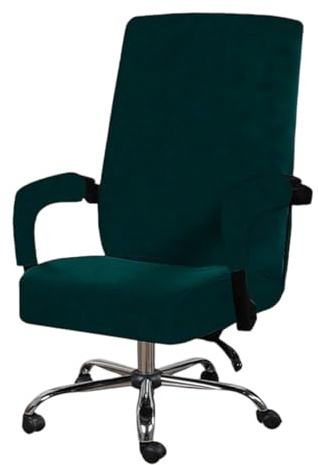 WMLBK Samtplüsch Stuhlhussen Elastische Bürostuhl Bezug | Abnehmbar & Waschbar Universal Office Computer Stuhlbezüge Hussen Sitzbezug für Gaming Stuhl, Computer Drehstuhl (Grün)