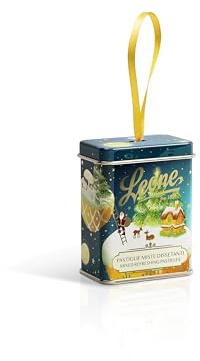 Leone dal 1857 Pastiglie Leone Miste Dissetanti, Lattina Appendibile, Idea Regalo Natale, Design Blu Mondi, 1 x 30g - Dolci Scrigni Incantati