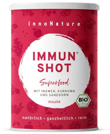 InnNature Bio Immun Shot | Getränkepulver mit Ingwer, Kurkuma, Sanddorn und Vitamin C | 100g Pulver, vegan