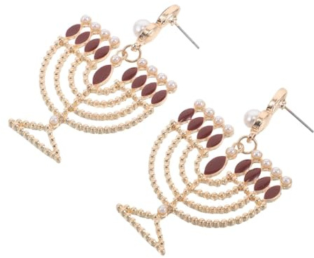 UKCOCO Boucles D'oreilles Chandelier pour Hanoukka en Alliage de Zinc Orné de Cristaux, Élégantes et Confortables, pour Soirées Festives et Célébrations Juives
