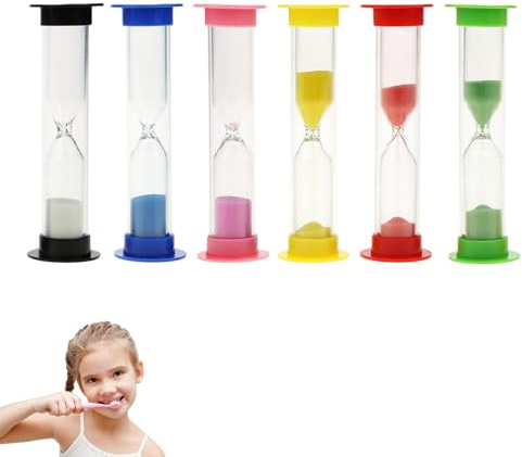 6 Stück Sanduhren Set für Kinder,Sanduhr Zähneputzen Kinders,Kleine Timer Farbige Sanduhr,Bunter Sanduhren 30sec,1min,2min,3min,5min,10min,Zahnputzuhr,Zeitmesser für Klassenzimmer,Küche,Spiele,Office