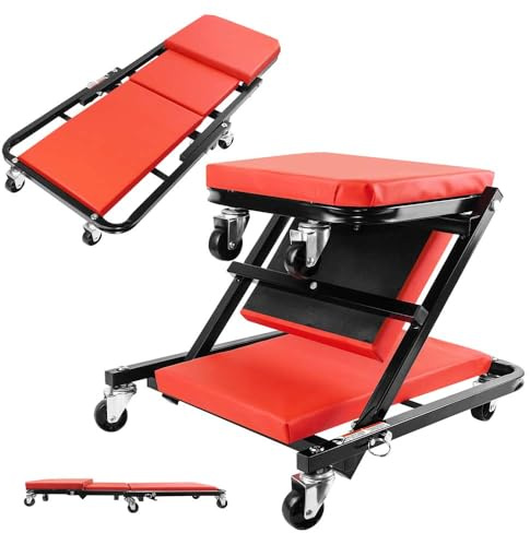 YouseaHome KFZ Werkstatthocker Montageliege Werkstatt Montagerollbrett Rollbrett Montageliege Werkstattliege Hocker 2 in 1, 150 kg Tragkraft, Ideal für Autoreparatur, Reifenwechsel & Werkstatt