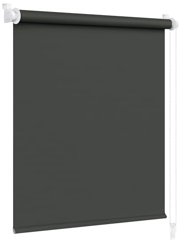 Victoria M. Klemmfix Verdunkelungsrollo ohne Bohren Rollo Seitenzugrollo Verdunkelung für Fenster und Türen, 80 x 230 cm, Schwarz
