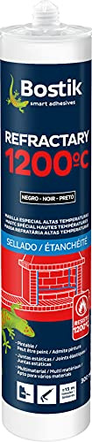 BOSTIK REFRACTARY 1200 ºC Negro, Masilla Resistente a Altas Temperaturas, Sellado, sin Amianto, Pintable, Juntas Estáticas, Multimaterial, Fácil Aplicación, Interior y Exterior, Cartucho 310 ml