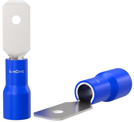 Lumonic 25x Flachstecker 1,5-2,5mm² | für Flachsteckhülse 0,8 x 4,8mm | teilisoliert | Kabelverbinder ohne Löten | Messing verzinnt | KFZ, Maschinenbau