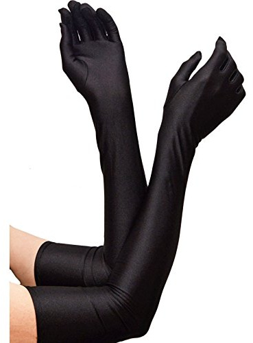 Flora Woman/Bridal/Prom Satin Extra Long Fingered Gloves,22 L (22 Length, Black)