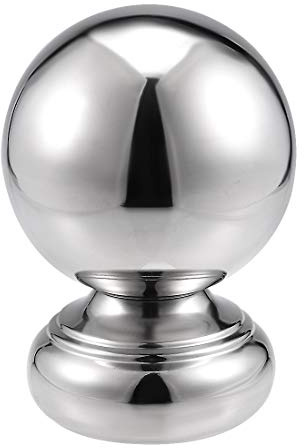 sourcing map 97mm Dia 201 Stainless Steel Hollow Cap Ball Spheres w Base for Handrail Stair Newel Post Silver Tone