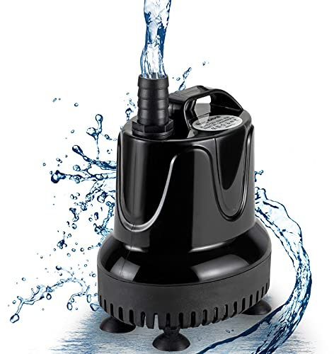 hygger Submersible Water Pump, 2500L/H 60W Ultra-Quiet Fountain Water Pump, Bottom Pumping Aquarium Pump with 48 Hours Anti Dry Burning, 3m High Lift and 3 Nozzles for Fish Tank Pond Pool Garden