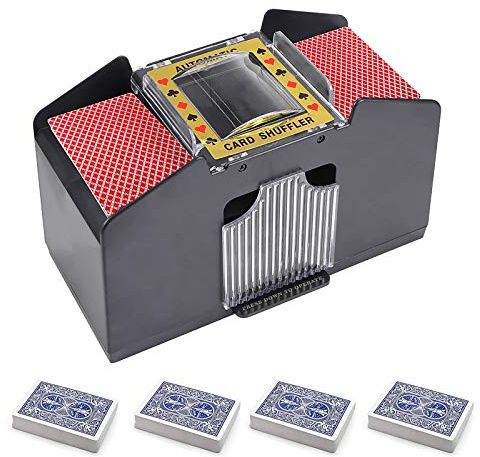 S SUNSBELL Automatic Card Shuffler for Five Crowns Card Game, Battery Operated Poker Shuffling Machine, Poker Card Shuffler, Card Shuffler 4 Deck Automatic for Poker, Blackjack