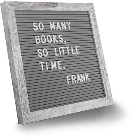 Letter Board, Graue Filz-Buchstabentafel, Wechselbuchstabentafel mit rustikalem Rahmen, inkl. 317 austauschbaren Buchstaben, Symbolen und Emojis, Dekoration für Zuhause, Büro und Veranstaltungen