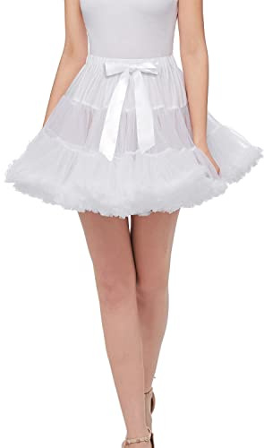 Aprildress Dam mjuk puffig tutu underkjol flicka balett cosplay kostym dans kjol tyll underkjol PPT625 vit