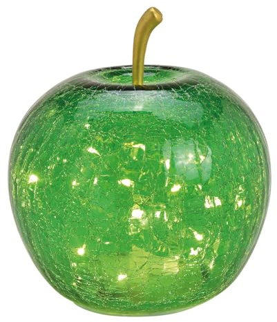 Lampe Apfel (S) Glas, Dunkelgrün, Apfel Lampe mit LED Lichterkette, Dekoleuchte, Dekolampe, Tischleuchte, Apfellampe | Apfel Lampe mit LED Lichterkette, Dekoleuchte, Dekolampe, Tischleuchte, Apfellampe