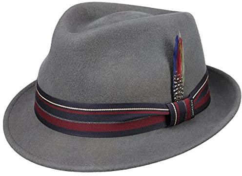 Stetson Salco Trilby Wollhut Filzhut Wollfilzhut Outdoorhut Regenhut Filztrilby Herren - mit Futter Winter Herbst-Winter - XL (60-61 cm) grau