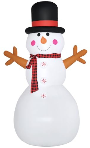 HOMCOM Weihnachten Aufblasbarer Schneemann 1,82 m LEDs 100 x 80 x 182 cm | Weihnachtsdekoration, Wetterfest, Polyester