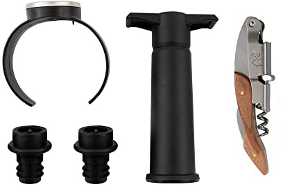 Point-Virgule 5 Piece Wine Gift Set with Wine Thermometer, Waiter's Knife, Wine Pump with 2 Stoppers