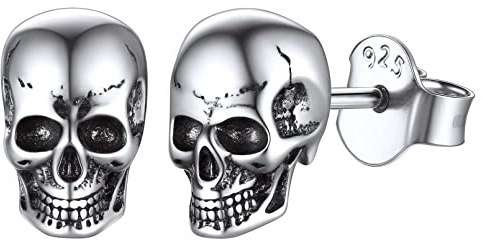 ChicSilver 925 Silber Punk Gotik Totenkopf Ohrstecker für Damen Herren Retro Feuerspeiender Drache Ohrstecker Piercing Davidstern Ohrstecker für Geburtstag Valentinstag