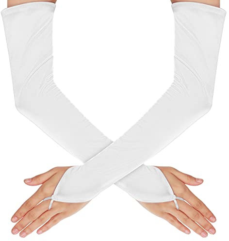 Yolev Damen Fingerlose Handschuhe Weiß Lange Satin Handschuhe 1920er Vintage Opernhandschuhe für Damen Mädchen Hochzeit Abschlussball Teeparty Kleidungs Zubehör