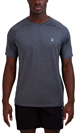 Spyder Men's Short Sleeve Rashguard – UPF+, Quick-Dry, Swim Shirt, Surfing, Hiking, Workout, Turbulence, Large