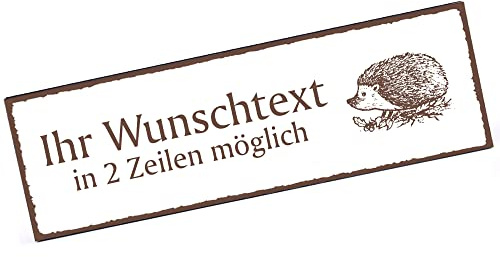 Türschild Igel auf Wiese Namensschild personalisiert mit Gravur- 150mm x 50mm - selbstklebend