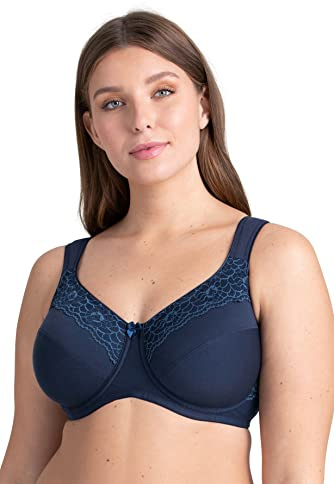 Miss Mary Cotton Now Soutien-Gorge Minimiseur Coton Armatures Grande Taille | Effet minimisant, Coton respirant, Armatures, Grande taille, Poitrine forte, Dentelle décorative, Bonnets plats