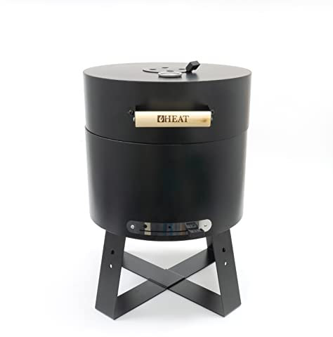 HEAT Outdoor Living griglia a carbone con coperchio - Acciaio nero - Kamado Grill - Barbecue - Camping Grill Outdoor - 40x40x57 cm