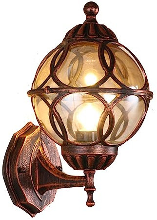 Mengjay Vintage Glas Wandleuchte Rustikale Glas Wandlampe E27 Außenwandleuchte industrielle Bauernhaus Lampe Wandleuchter Veranda Beleuchtung Wasserdicht Retro-Lampe für Korridor Dekorieren (B)