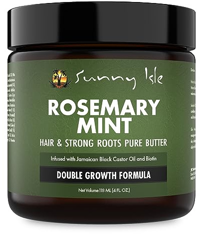 Sunny Isle Rosemary Mint Hair & Strong Roots Butter 4 oz - Biotin, Jamaican Black Castor Oil