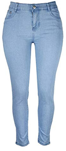 Jeggings pour femme - Jean extensible - Grande taille - Tendance - Délavé - Élastique - Taille haute - Legging pro peau - Pantalon slim doux - Couleur unie, bleu clair, XXL