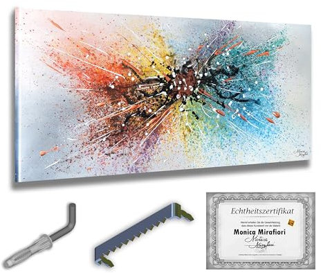 Monica Mirafiori I 100% HANDGEMALT I Gemälde Universum 100x50cm | Gemälde Handgemalt | Acrylgemälde | Sehr Großes Acrylbild I Moderne Kunst I Kunstbilder